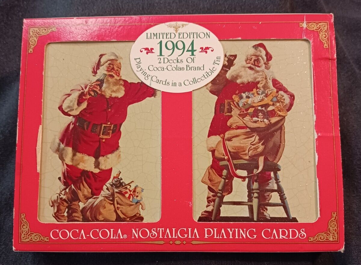 1994 limited edition coca cola playing cards 1994 LIMITED EDITION COCA COLA PLAYING CARDS IN COLLECTIBLE TIN = SEALED  PACKAGE