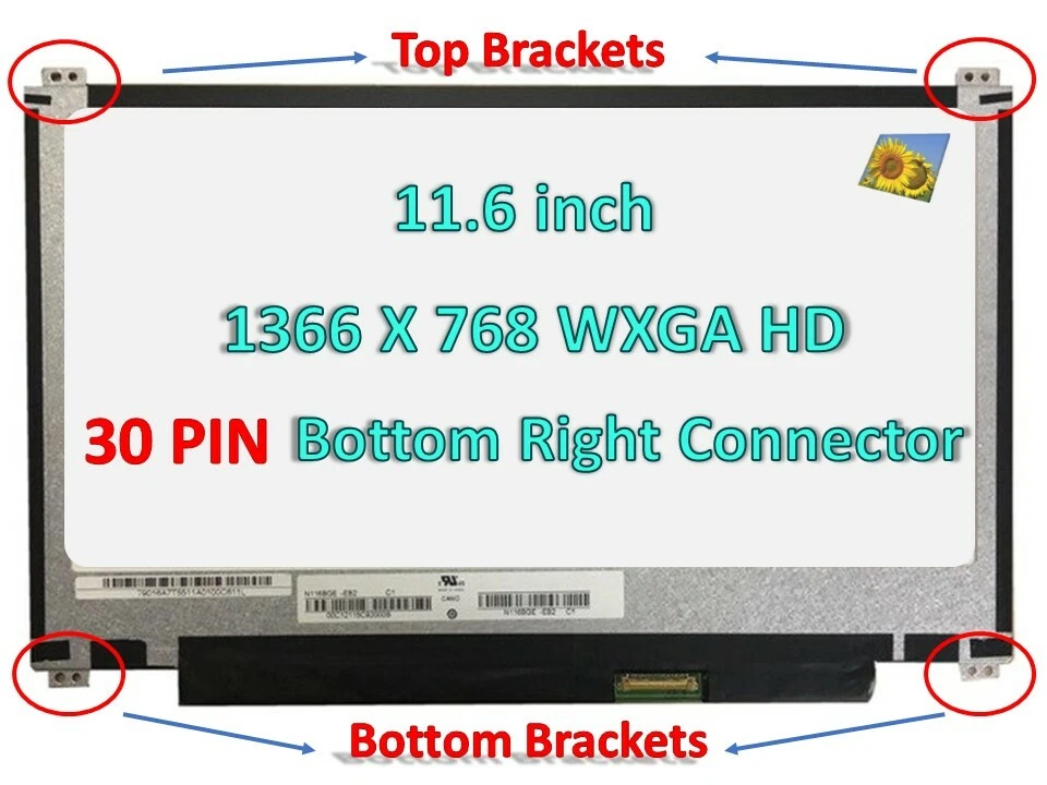 Hp Stream 11-ak0040nr 11-AK0035NR 11-AK0030NR LCD LED Screen 11.6" HD 16V15UA - Image 2 of 4
