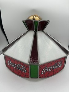 Coca-Cola Stained Glass Tiffany Style Hanging Lamp Bar Pool Table (See Desc.)