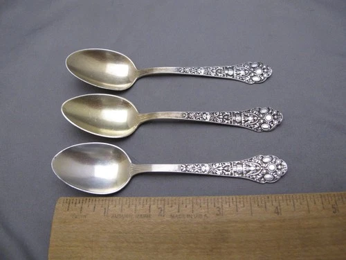 LOT OF 3 Victorian Gorham Sterling OLD MEDICI (1880) DEMITASSE SPOONS-1 Mono