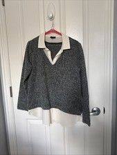 Ann Taylor One Piece Dress Shirt Sweater Combo Black/white Sparkle Size M