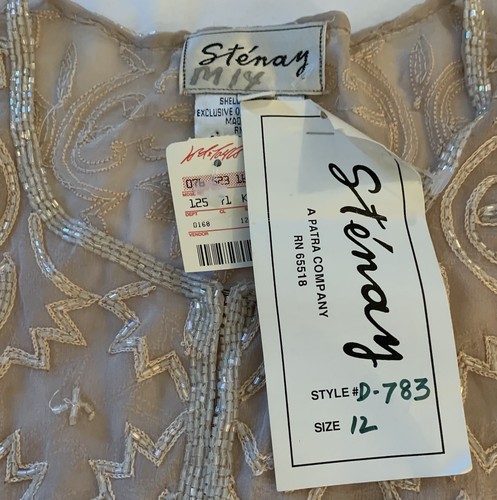 Giacca Stenay Vintage Formale Beige Perline Seta Trasparente Tg 12 Occasioni Speciali Nuova con etichette - Foto 15 di 15