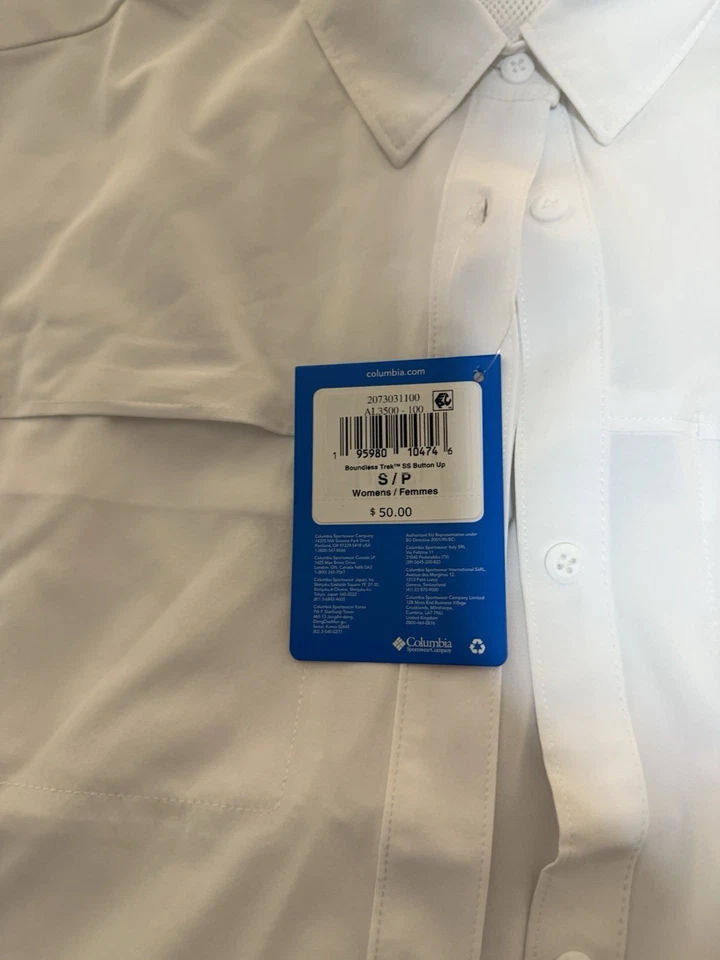 Camisa Columbia PFG para mujer talla pequeña blanca nueva con etiquetas 171 Foto 3 de 4