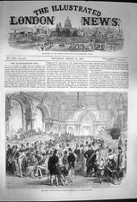 Original Old Antique Print 1870 Royal Horticultural Exhibition Spring Flowers