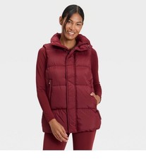 All In Motion Women's Long Puffer Vest Sleeveless Jacket Length Sz Large
