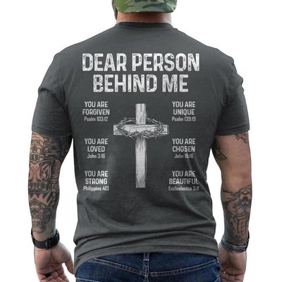 Dear Person Behind Me T-Shirt Need Prayer Tap My Shoulder Christian ON BACK