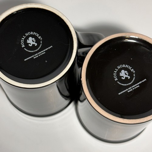 2 Royal Norfolk Steinzeug Kaffeetassen Tassen 16 Unzen - wählen Sie rot oder schwarz - Bild 19 von 27