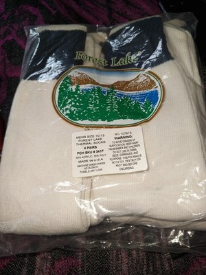 Vintage Forest Lake Mens Size 10-13 4 Pairs Thermal Socks Made in USA NOS