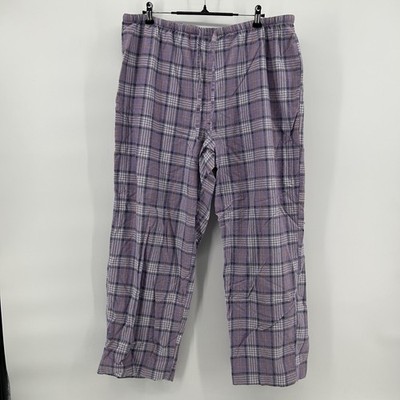 L.L.Bean Flannel Pajama Pants Womens XLP Purple Plaid Petite Loungewear Cozy