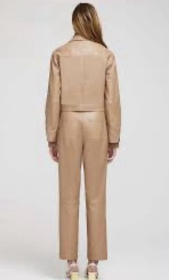 Jonathan Simkhai Standard Brown Faux Leather 2-Piece Set XS Shirt & Pants