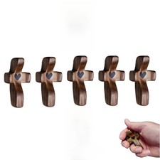 5PCS Wooden Cross Fidget,Cross My Heart,Small Wooden Crosses for Pocket Prayers