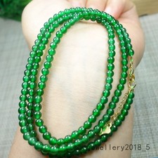 Certified Icy Green 100 Natural A jadeite jade 3.5mm Beads Necklace 20inches