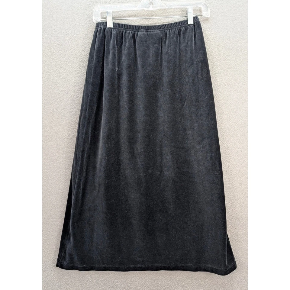 Falda de terciopelo para mujer L.L.Bean cintura elástica midi informal grunge algodón negra talla M Foto 4 de 4