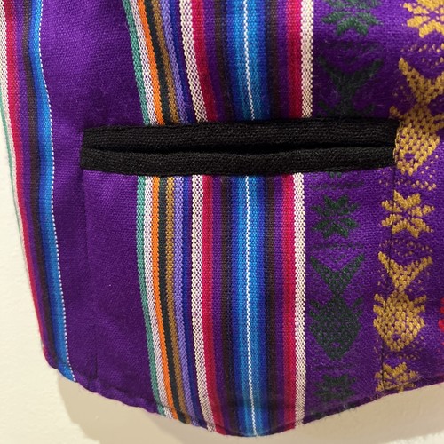 VTG Handmade Ecuadorian Boho Women's Waistcoat Vest Wool Cotton Size Lg Colorful - Picture 8 of 18