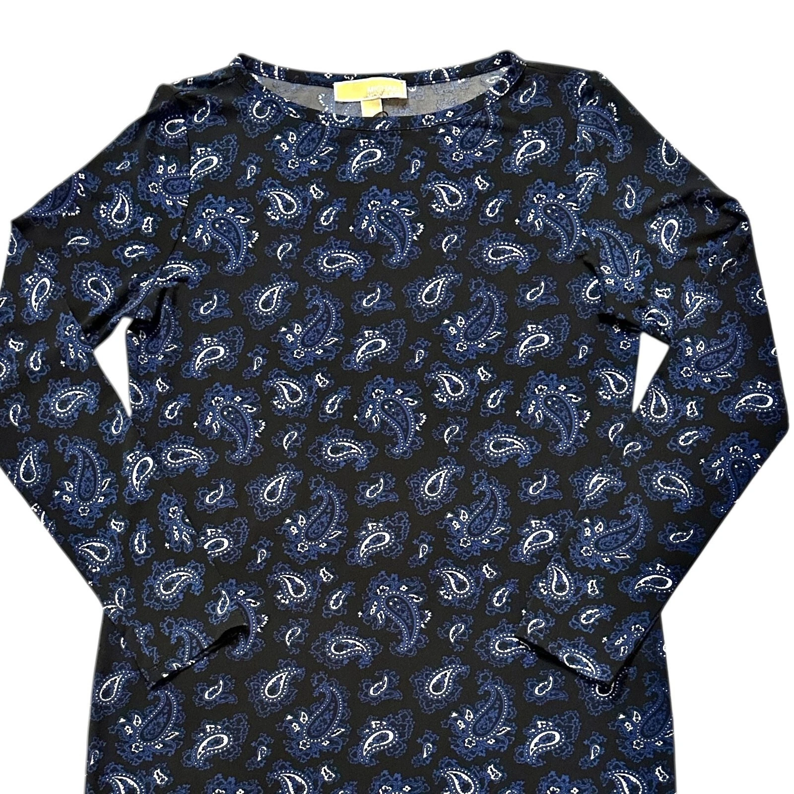 Abito tunica Michael Kors Paisley elasticizzato manica lunga media donna anni 70 retrò