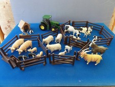 Vintage ELC Farm Animals + Fencing + Britains Diecast Tractor + Plastic Playmat