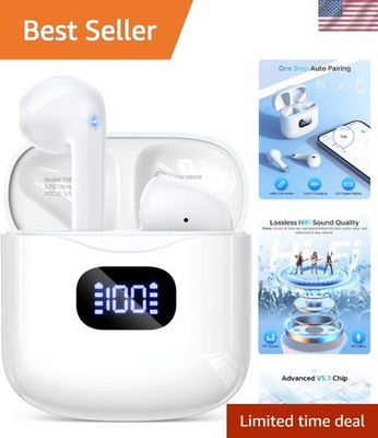 Waterproof Bluetooth Earbuds with 40Hrs Playback & Touch Control, White
