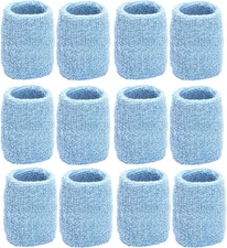 Unique Sports Wristbands / Sweatbands Pack of 12 (6 pair) Light Blue 