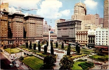 Union Square, San Francisco, CA-Admiral Dewey Monument-Vintage Chrome Postcard