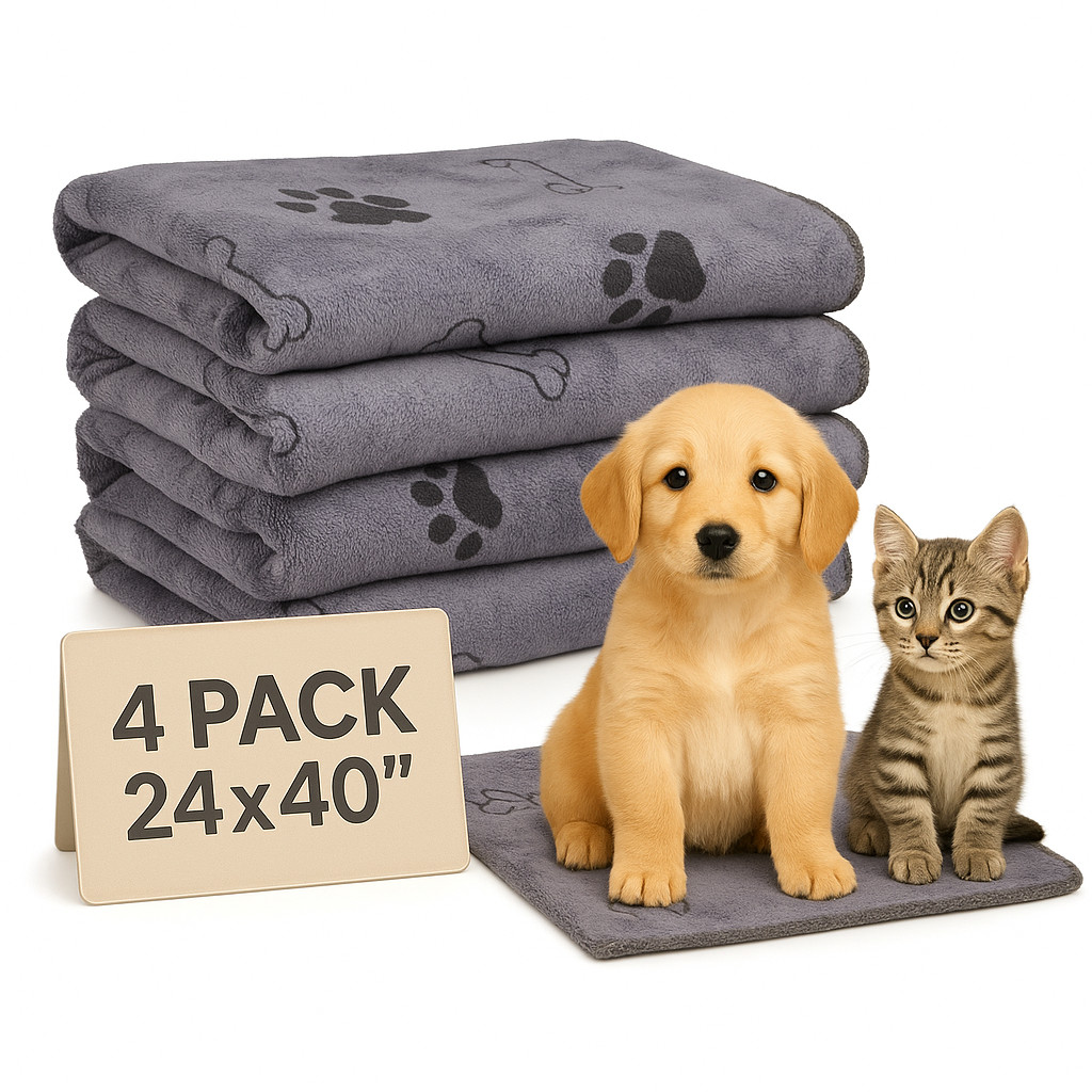 S 4 Pack 24x40 &ndash; Super Absorbent Microfiber Pet Bath Towel