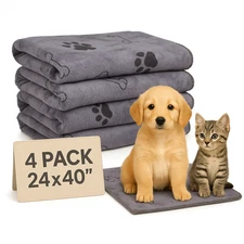 Large Dog Drying Towels 4 Pack 24x40 – Super Absorbent Microfiber Pet Bath Towel