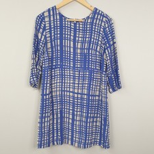 Joules Beydale Dress Womens UK 10 Blue Painted Check Tunic Exposed Zip Casual