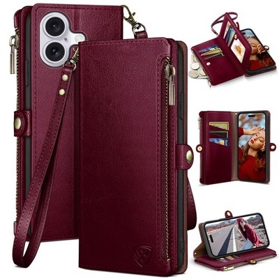 compatible with iPhone 16 Plus 6.7'' Wallet case with Zipper Credit Card Holde...