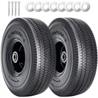2Pack 10"x4.10/3.504" Solid PU RunFlat Tires with 5/8" Axle Bore for Wagons