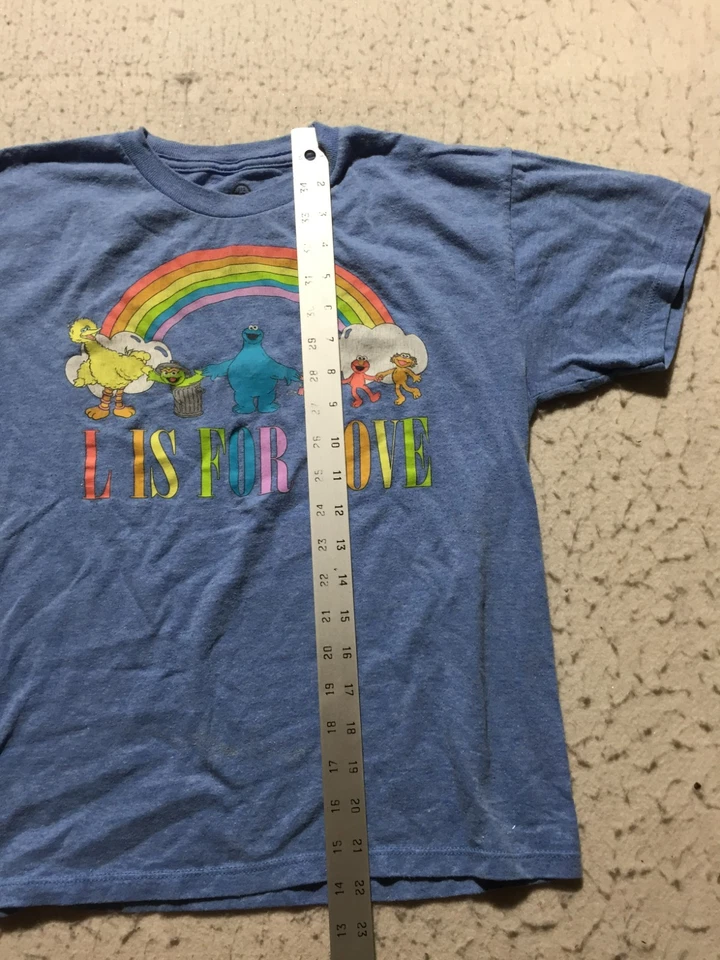 Camiseta Corta Sesame Street Niñas M Mediana Azul Claro L Is For Love Arco Iris Foto 4 de 4