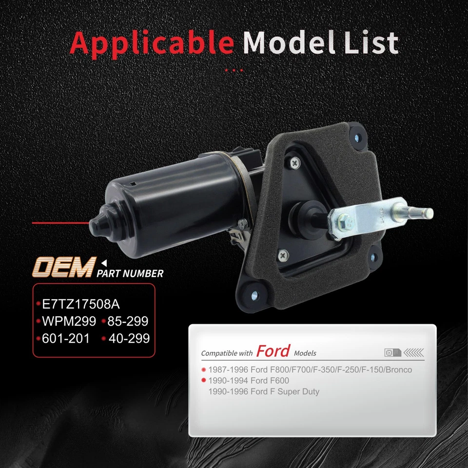 Front Windshield Wiper Motor For Ford F-150 F-250 F-350 Bronco F800 F700 F600  - Image 2 of 4