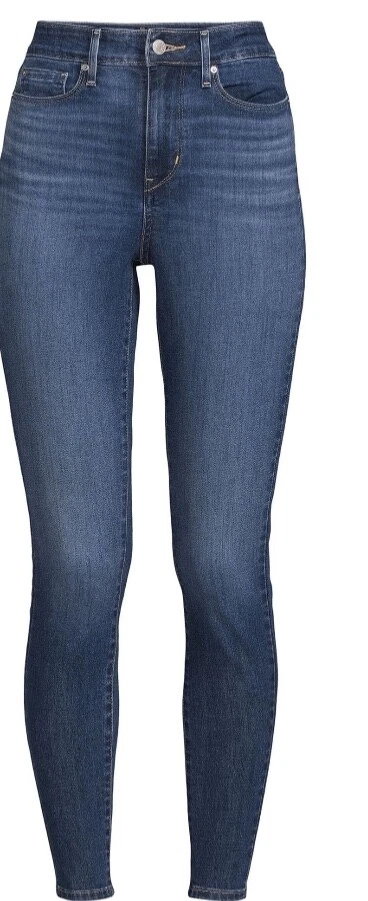 Signature Levis 高腰紧身中洗蓝色,常规和大码牛仔裤 — 第 2/4 张图片