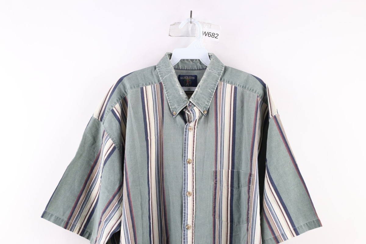 Vtg 90s Streetwear Men 3XLT Faded Rainbow Striped Short Sleeve