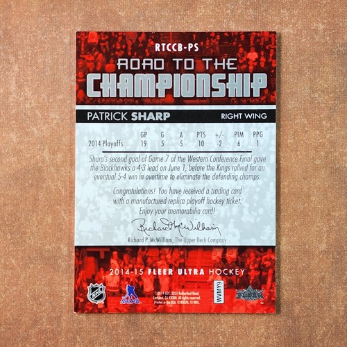 5-03-12 PWE-THICK 2014 fleer ultra division finals #rtccb-ps patrick sharp - Picture 2 of 2