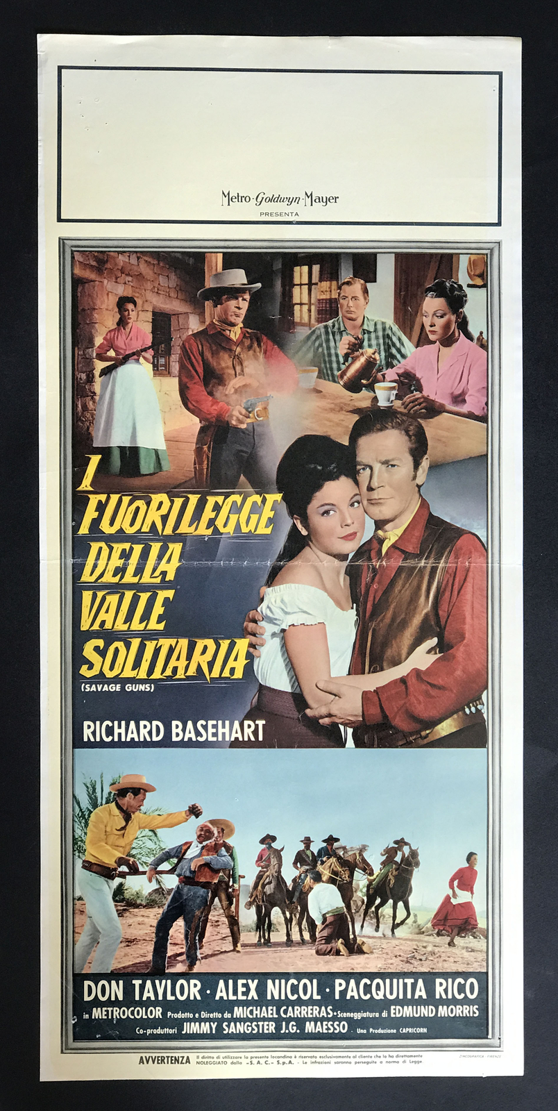 Locandina originale film I fuorilegge della valle solitaria (1961) - Regia di Michael Carreras