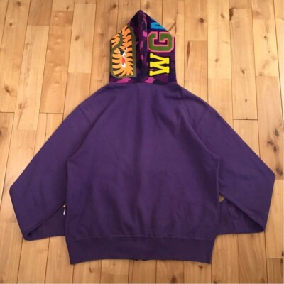 2007 BAPE Purple camo shark full zip hoodie A Bathing Ape Size M