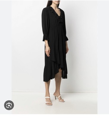 BA&SH Rym Asymmetrical Midi Dress - Black_Small(1)