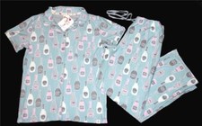 2-Pc Munki Munki CHAMPAGNE Bottles Seafoam Luxuriously Soft S/S Pajamas Wms NWT