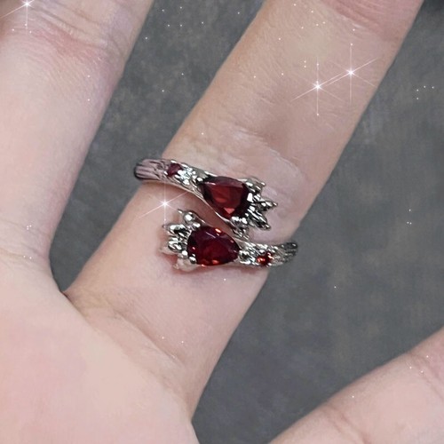 Gothic Halloween Irregular Red Crystal Spider Ring Women Men Punk Jewelry Gift - Picture 2 of 17