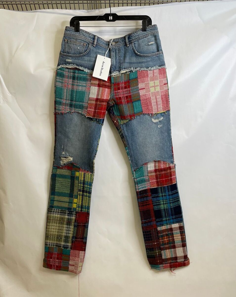 ACNE STUDIOS Denim Tartan Patchwork Jeans Women's Size US 34 ACNE STUDIOS Denim Tartan Patchwork Jeans Women's Size US 34
