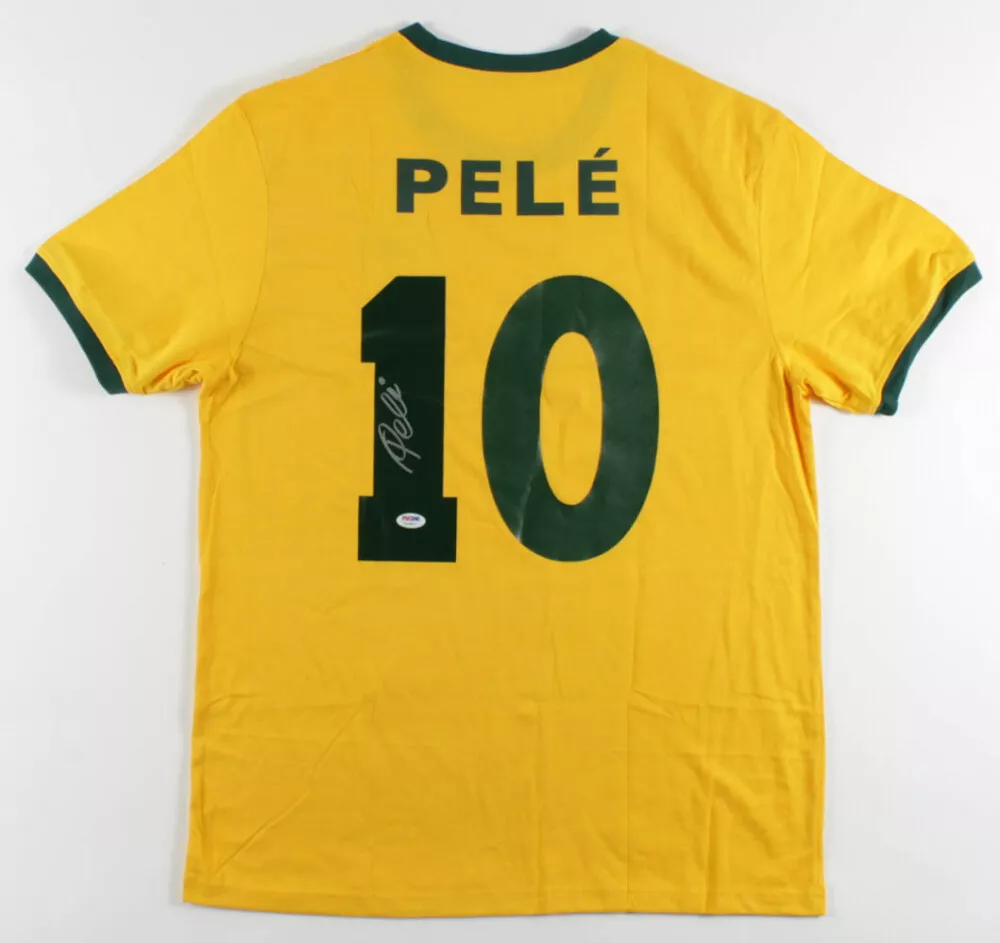 PELE Hand Signed jersey Brazil Soccer Shirt PSA DNA COA 100