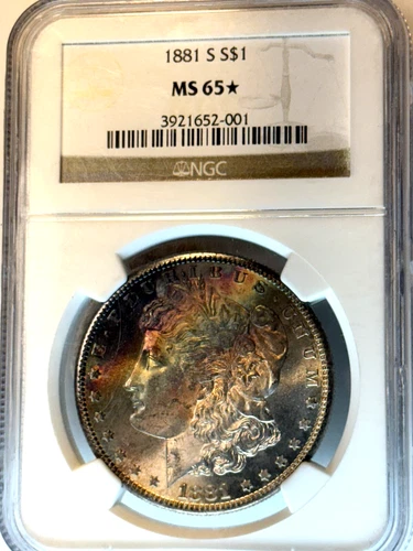 1881 S Toned Morgan $💎💎NGC MS 65 * Star💎💎Godzilla Rainbow Stunner💎💎VIDEO