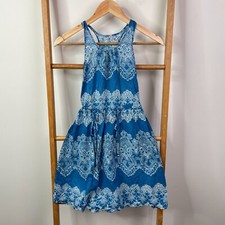 Zimmermann Tank Dress Girls 8 Blue Flora Sleeveless Racerback Scoop Neck Casual