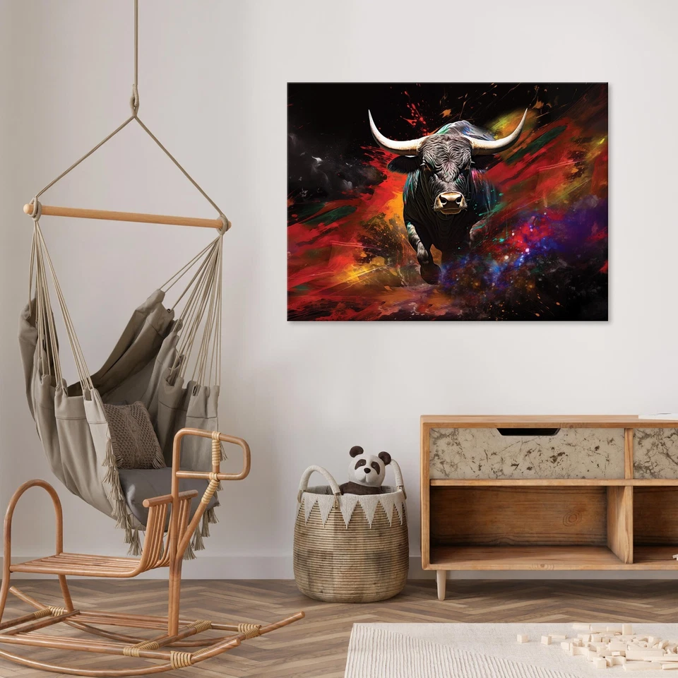 Leinwand Bilder Stier Kuh Abstrakt Wohnzimmer Modern Leinwandbild Wandbilder - Bild 2 von 4
