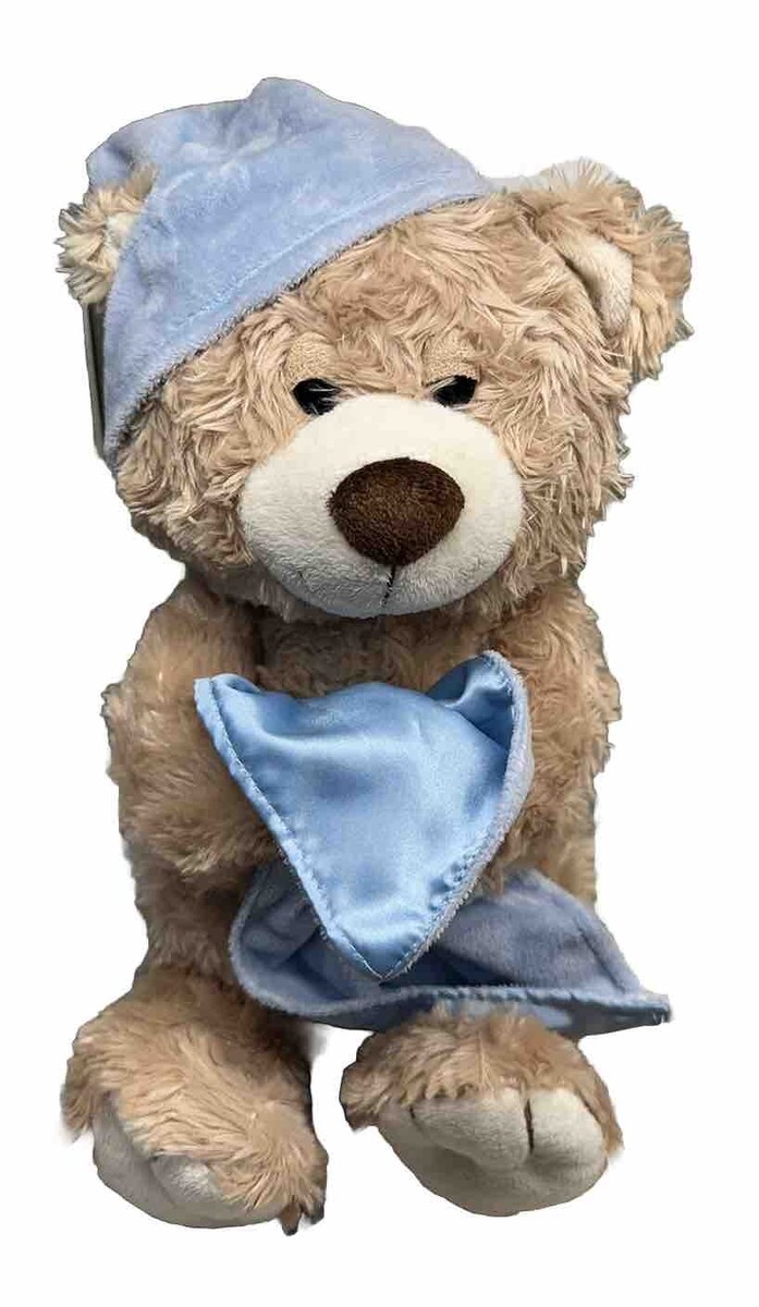 Toys R Us Teddy Bear Sleepy Bedtime Plush Blue Security Blanket Baby Lovey  15”