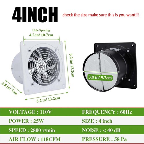 4" Exhaust Fan Ventilation Extractor Fan Kitchen Air Blower Wall Mount USA - Picture 2 of 12