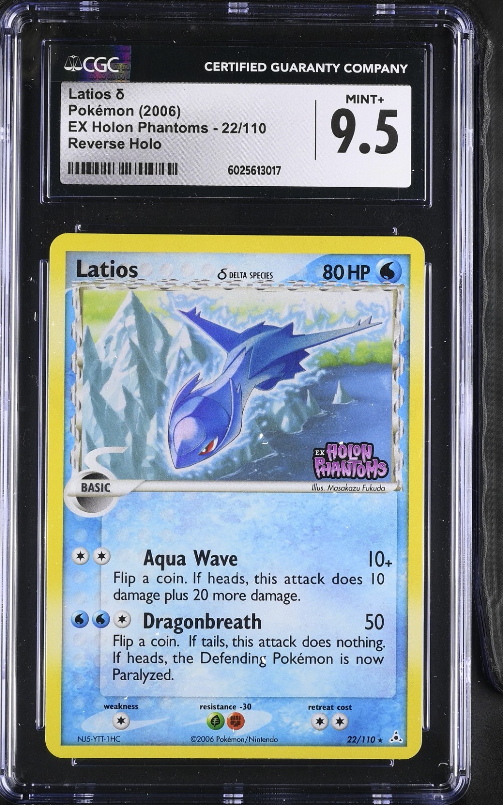 CGC 9.5 Latios Reverse Holo 22/110 EX Holon Phantoms 2006 Pokemon Card