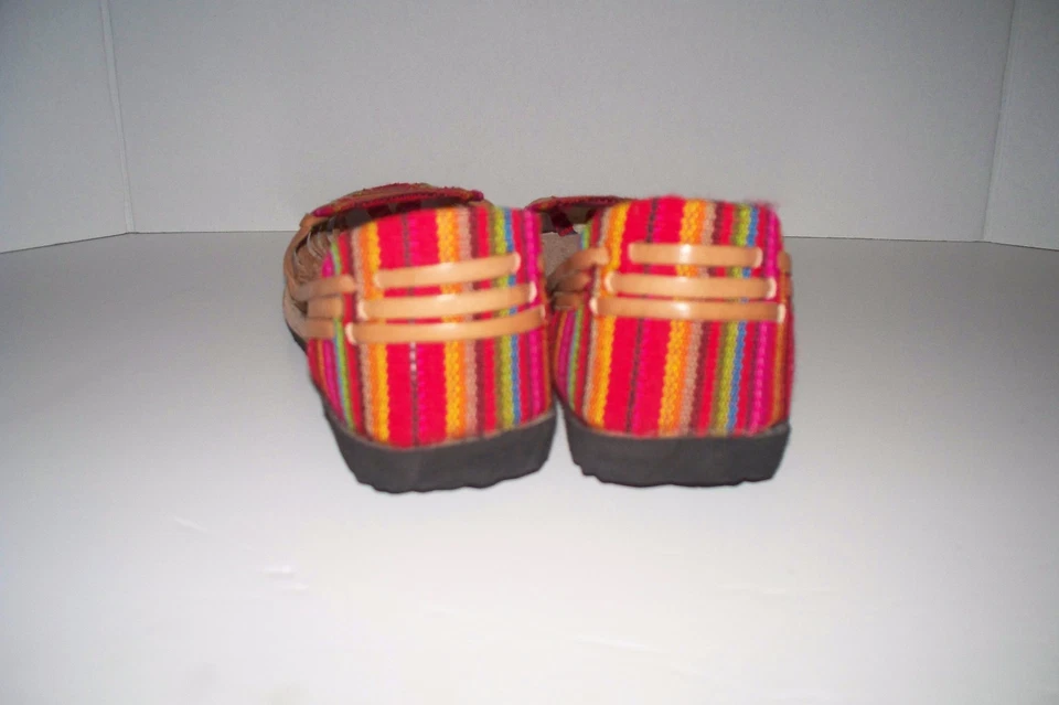 Nuevo de Lote Antiguo Guatemala BoHo Latino México Rayas Hechos a Mano Mujer Mocasín Zapatos Planos 38 Foto 4 de 4