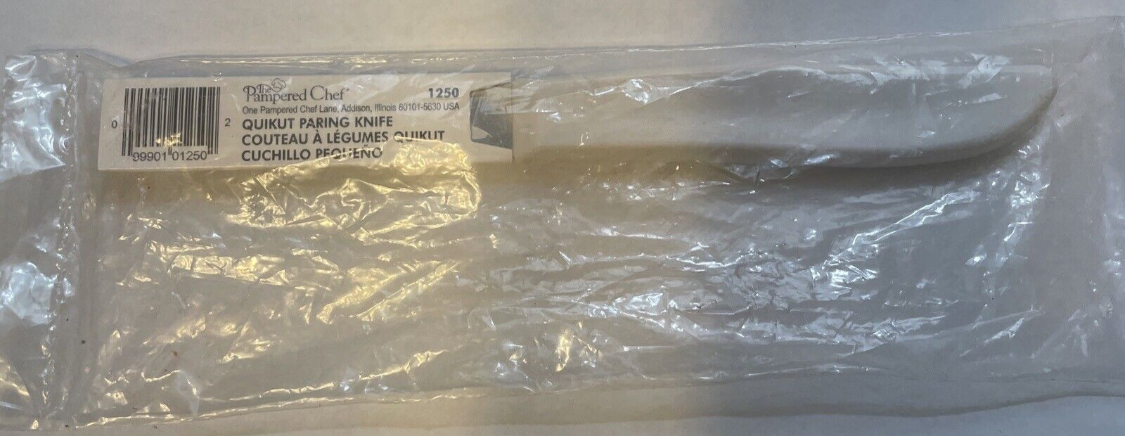 Pampered Chef 1250 Quikut Paring Knife White Handle 2.5" Blade New