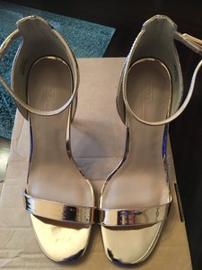 metallic barely there heels