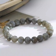Natural Labradorite Stone Beaded Bracelet 8mm Gemstone Crystal Stretch Bracelet